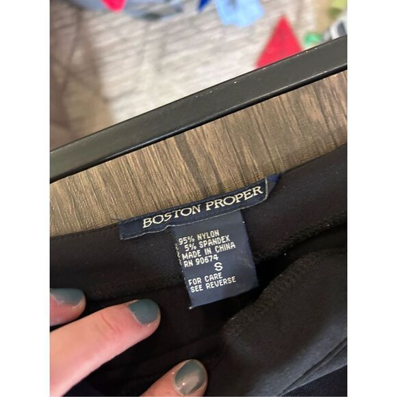 Boston Proper Black 3/4 sleeve nylon spandex mini dress square neckline size m - Picture 6 of 8